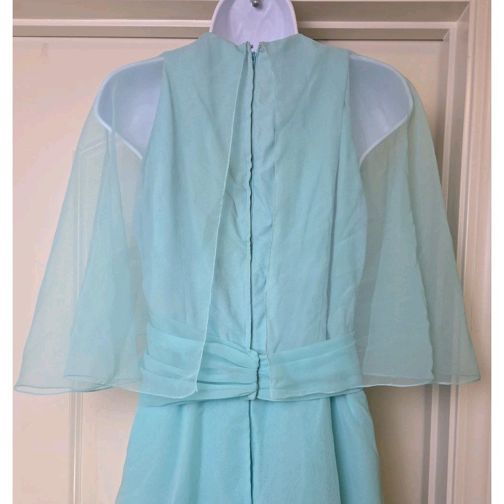 Vtg Felix Arbeo Aventura 1970s Green Chiffon Cape Goddess Evening Gown Dress S - Picture 2 of 16